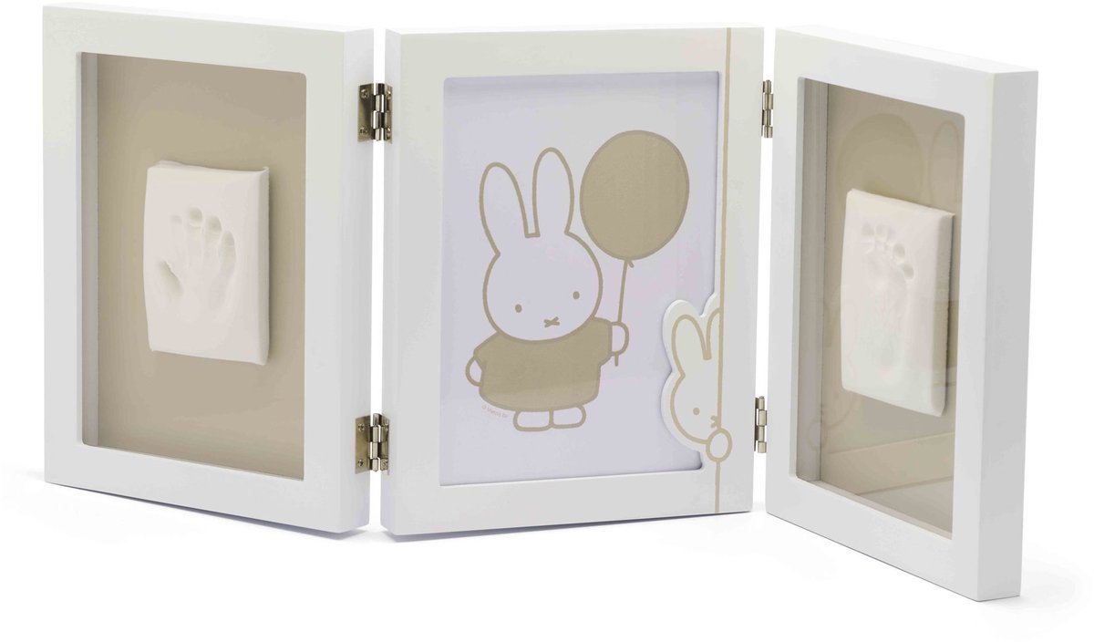 Dooky x nijntje triple frame large - 2d baby hand- voetafdruk lijstje – persoonlijk kraamcadeau