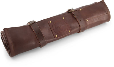 Borsa portacoltelli Witloft con 9 scomparti - pelle di bufalo - portacoltelli arrotolabile - portatile con tracolla - cioccolato