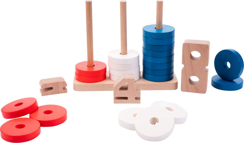 Bloques de madera para contar, 62 piezas.