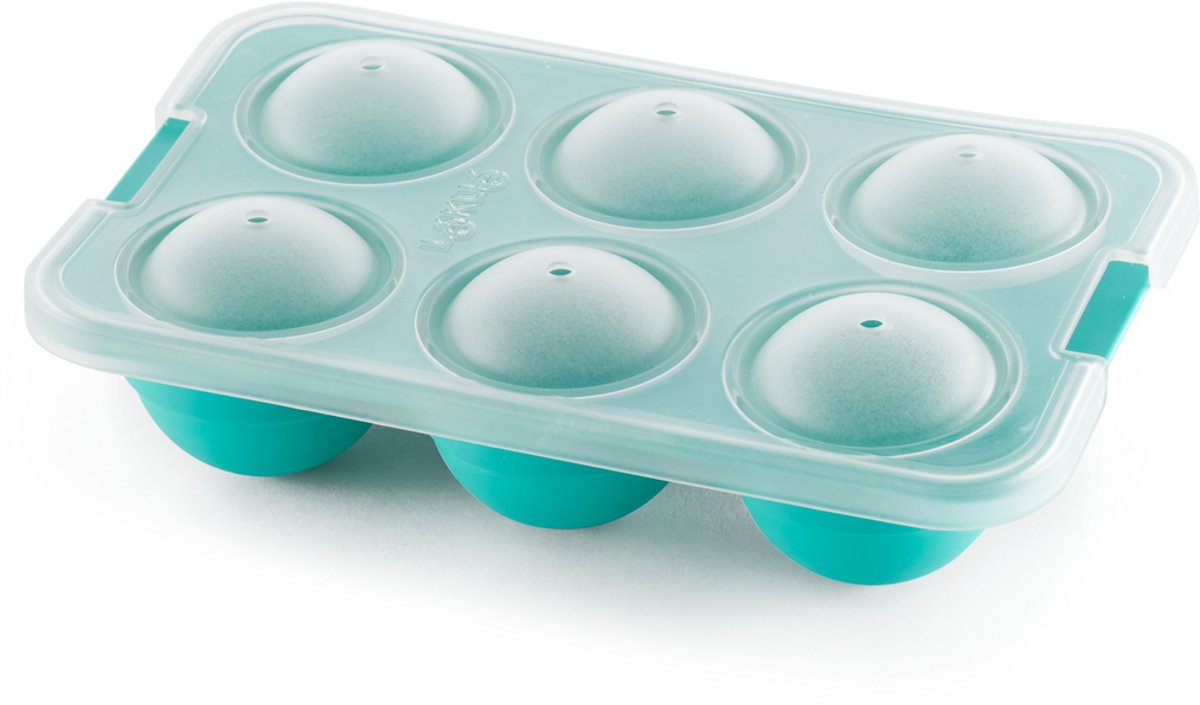Lékué ijsblokjesvorm xl met deksel - rond - turquoise
