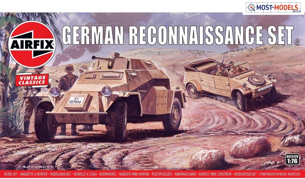 Airfix model kit military vehicles - 02312v german reconnaisance set plastic - 1:76 - model making