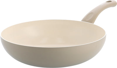 Padella wok in ceramica color talpa Kochstar Essenz - 28 cm - 3,57 l - senza PFAS - padella wok a induzione - padella a induzione - rivestimento antiaderente in ceramica - maniglia di raffreddamento - adatta al forno fino a 130° C - talpa