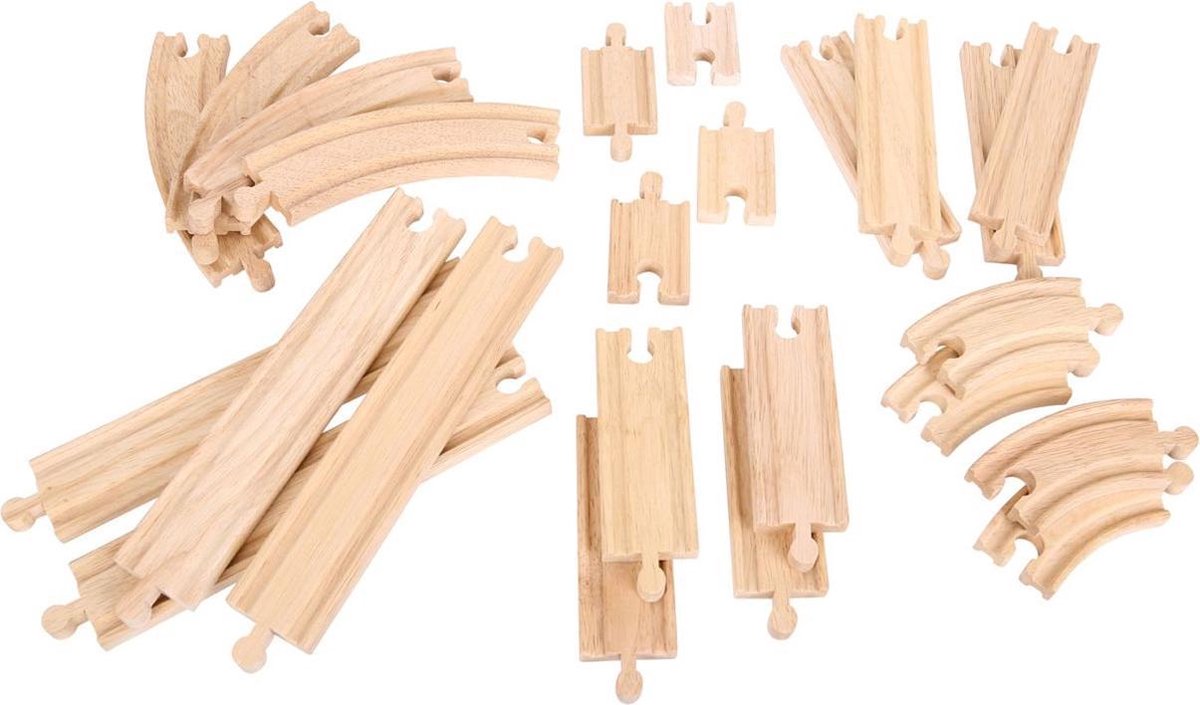 Bigjigs Expansion Wooden Set Rails and Bends, 24dlg.