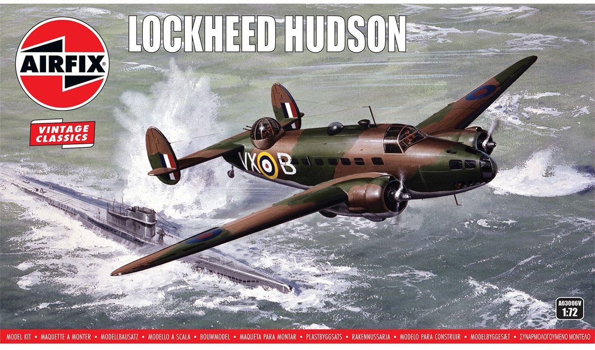 Airfix model building kit aircraft - 03006v lockheed hudson wwii - vintage classics - american propeller plane plastic - 1:72 - model making