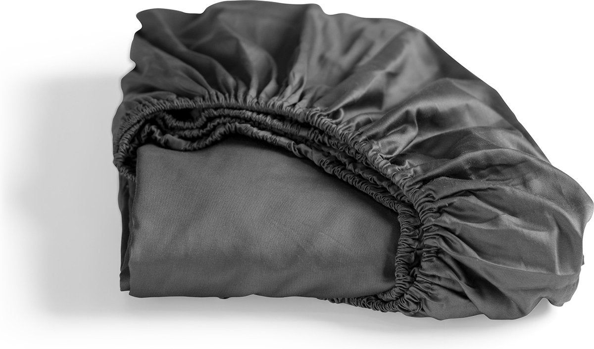 Cenicienta - domingos - sábana bajera - 1 persona - satén 100% algodón - 100x200 cm - hasta 25 cm - antracita
