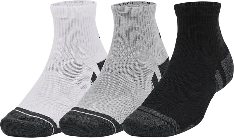 Under armour ua performance tech 3pk qtr unisex sportsokken - grijs - wit - grijs