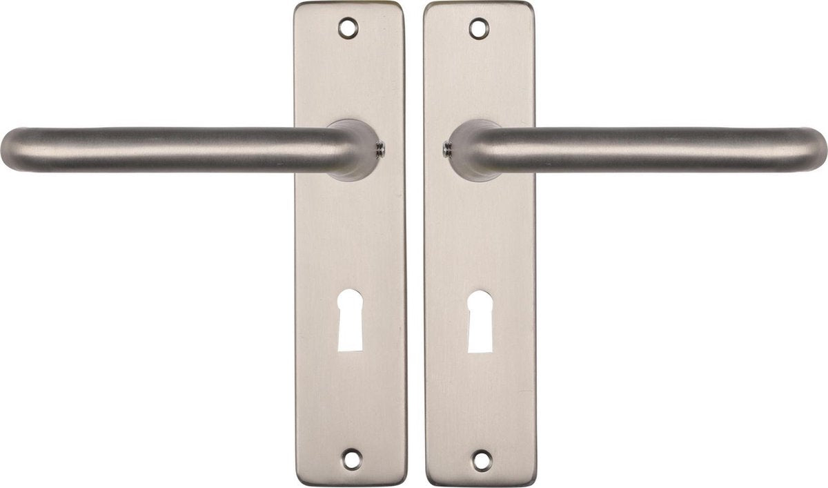 Starx deurklink zilver - rvs look – deurbeslag – deurschild met sleutelgat (sl56) – deurklink coupe
