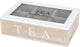 Excellent houseware theedoos - 6-vaks - naturel wit - hout - 24 x 16 x 7 cm - theekist voor thuis - glazen deksel