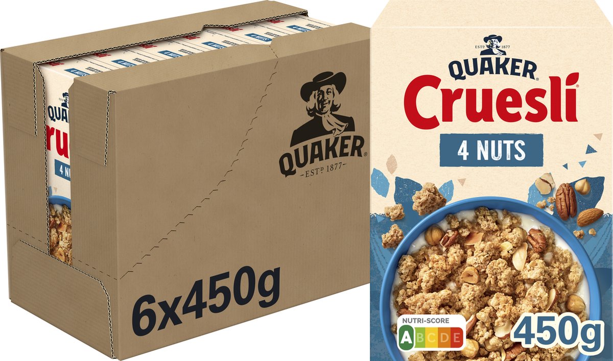 Granola Quaker 4 nueces - cereal de desayuno - 6 x 450 gramos