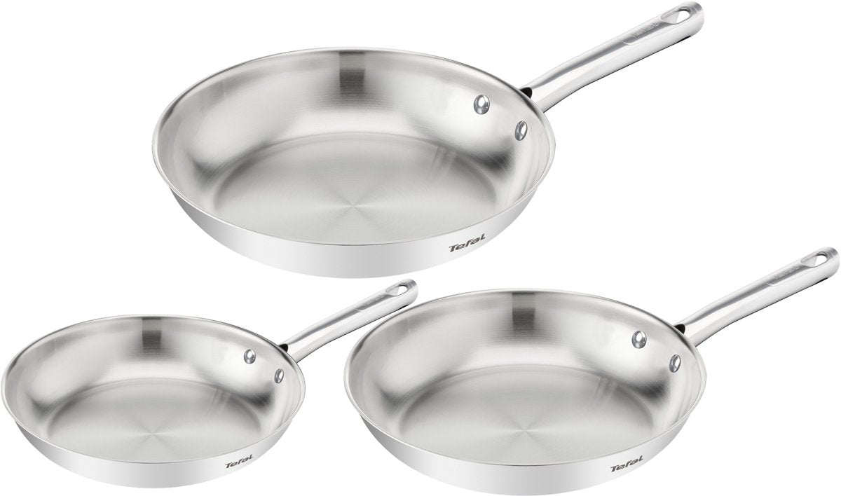 Tefal duetto on b866s334 – set of 3 frying pans – induction – pan set 20 24 28 cm – high-quality stainless steel – thermo-fusion™ – frying pan