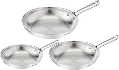 Tefal duetto on b866s334 – juego de 3 sartenes – inducción – juego de sartenes 20 24 28 cm – acero inoxidable de alta calidad – thermo-fusion™ – sartén