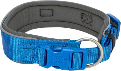 Trixie collar para perros - extra ancho azul real 33-42 cm - poliéster reflectante