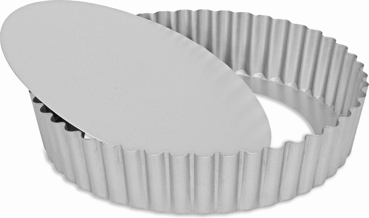 Stampo per quiche per pasticceria con fondo mobile 25 cm in acciaio argento