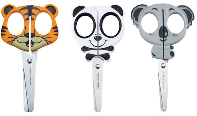 Vaessen creative • set di forbici per bambini tigre koala panda 3 pz.