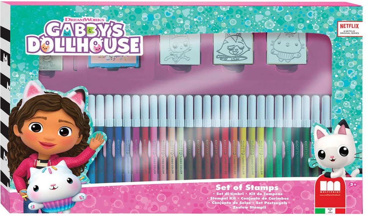 Conjunto de color Multiprint Gabby's Dollhouse con sellos, 41dlg.