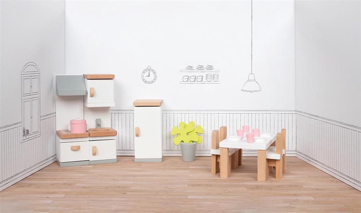 Cucina per mobili per burattini in legno Goki, 20dlg.