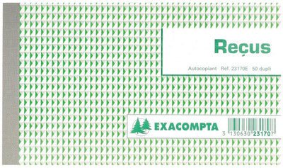 Exacompta - reçus, ft 10,5 x 18 cm, francese, dupli (2 x 50 fogli)