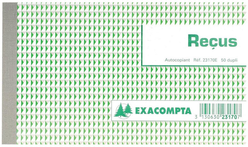 Exacompta - reçus, pies 10,5 x 18 cm, francés, dupli (2 x 50 hojas)