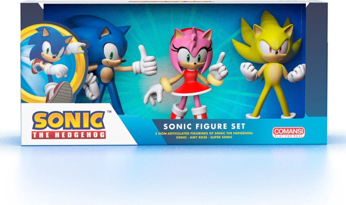 Comansi sonic il riccio - 3 personaggi in confezione regalo - 10 cm