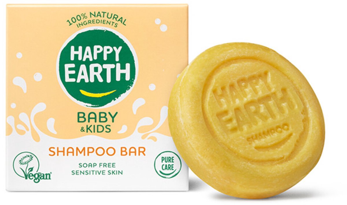Happy earth baby kids 100% natural shampoo bar - 50 gr