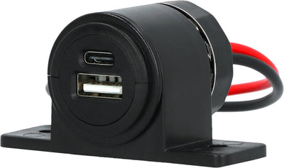 Carpoint surface-mounted socket USB-A + USB-C - 12 24v - 5 volts 2.4 amps - simultaneous charging of up to two devices - screw mounting