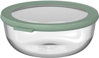 Recipiente para alimentos de vidrio Mepal redondo circular - 1200 ml - Recipientes para alimentos de vidrio - Resistente al calor hasta 550 °C. sin tapa - recipientes para preparar comidas - salvia nórdica