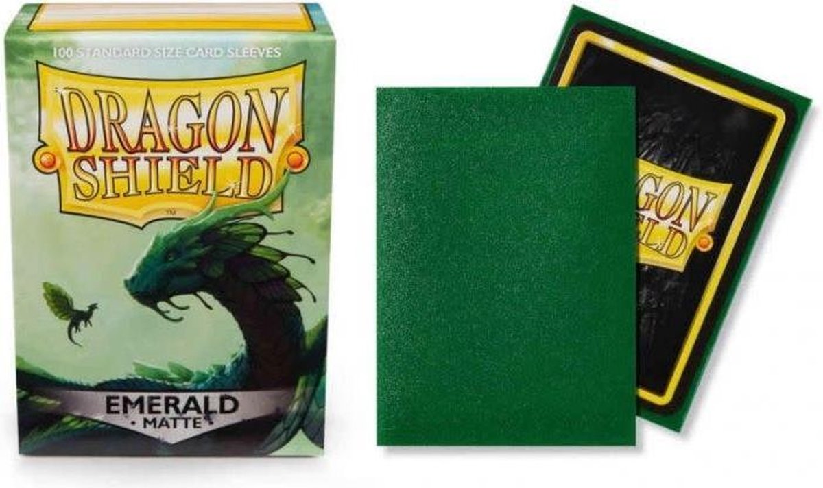 Arcane tinmen dragon shield card sleeves: standard matte green emerald - 100 pieces