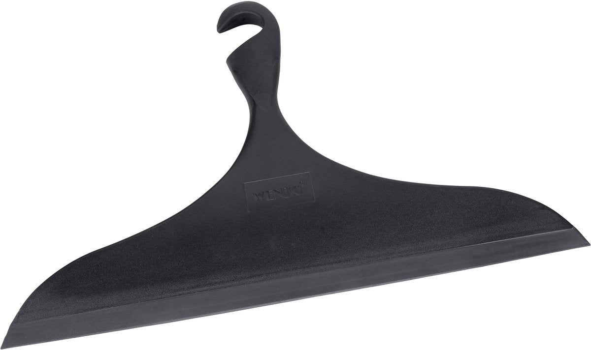 Tergicristallo per doccia Wenko Loano XXL in plastica nera largo 34 cm - Tergicristallo per finestre - Estrattore per doccia extra largo con gancio per appendere