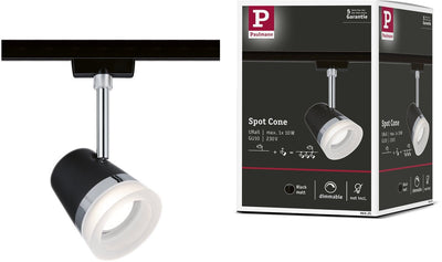 Paulmann urail railspot cone gu10 max. 10w dimbaar 230v zwart mat, chroom