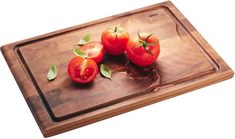 Tabla de cortar Gefu enno con ranura para jugo – 37 x 25 cm – Madera de nogal europeo – Doble cara – Antibacteriana