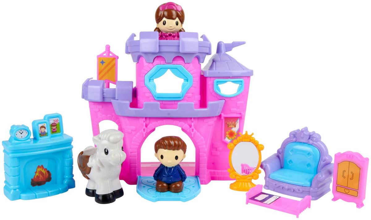 Set da gioco castello Eddy Toys 10 pezzi – castello rosa con figure e accessori – set da gioco con cavallo e mobili – giocattoli castello per bambini