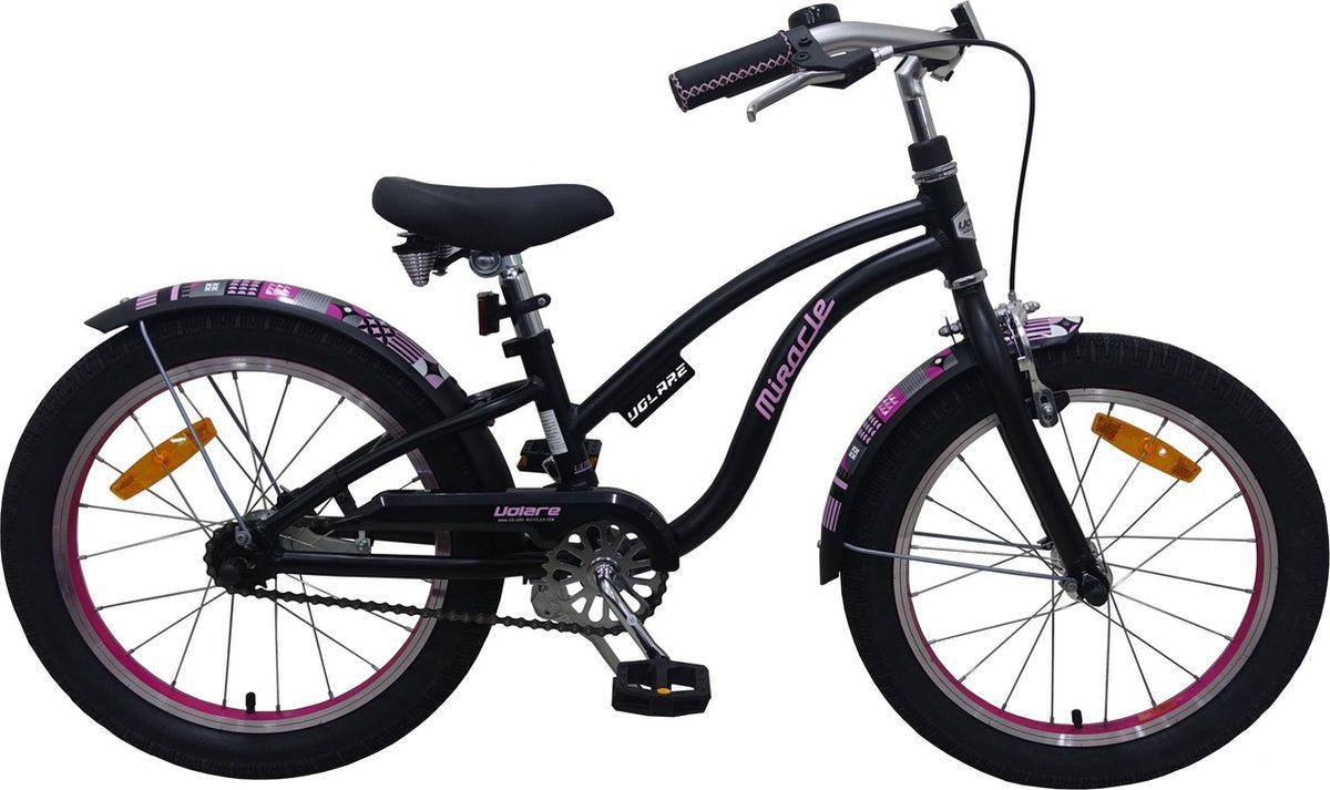 Bicycle per bambini Miracle Miracle Cruiser - Girls - 18 pollici - Matt Black - Collezione Prime
