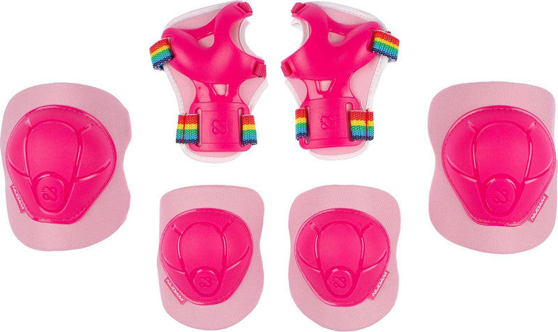 Conjunto de protección para patines Nijdam - arco iris rosa - rosa blanco - m