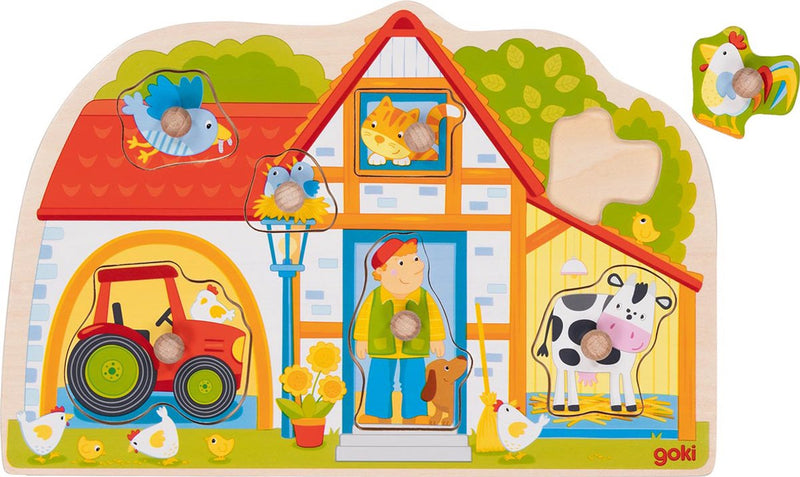 Goki Wooden Nick Puzzle My Farm, 7st.