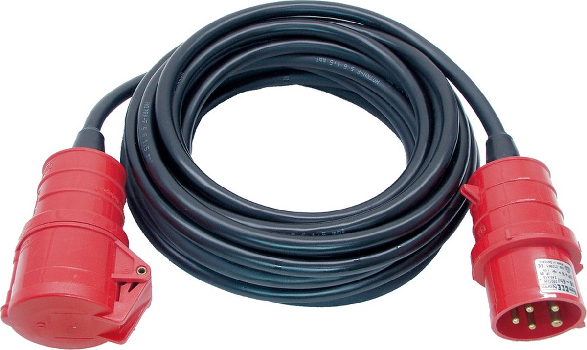 Brennerstuhl cavo di prolunga cee ip44 (cavo da 25 m, h07rn-f 5g2,5, 5 pin con spina e accoppiamento cee, per uso esterno ip44, made in Germany) nero