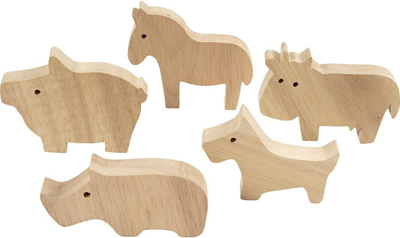 Creativ company animales de madera, granja, h: 4,5-8,7 cm, grosor 2 cm, 10 piezas 1 caja
