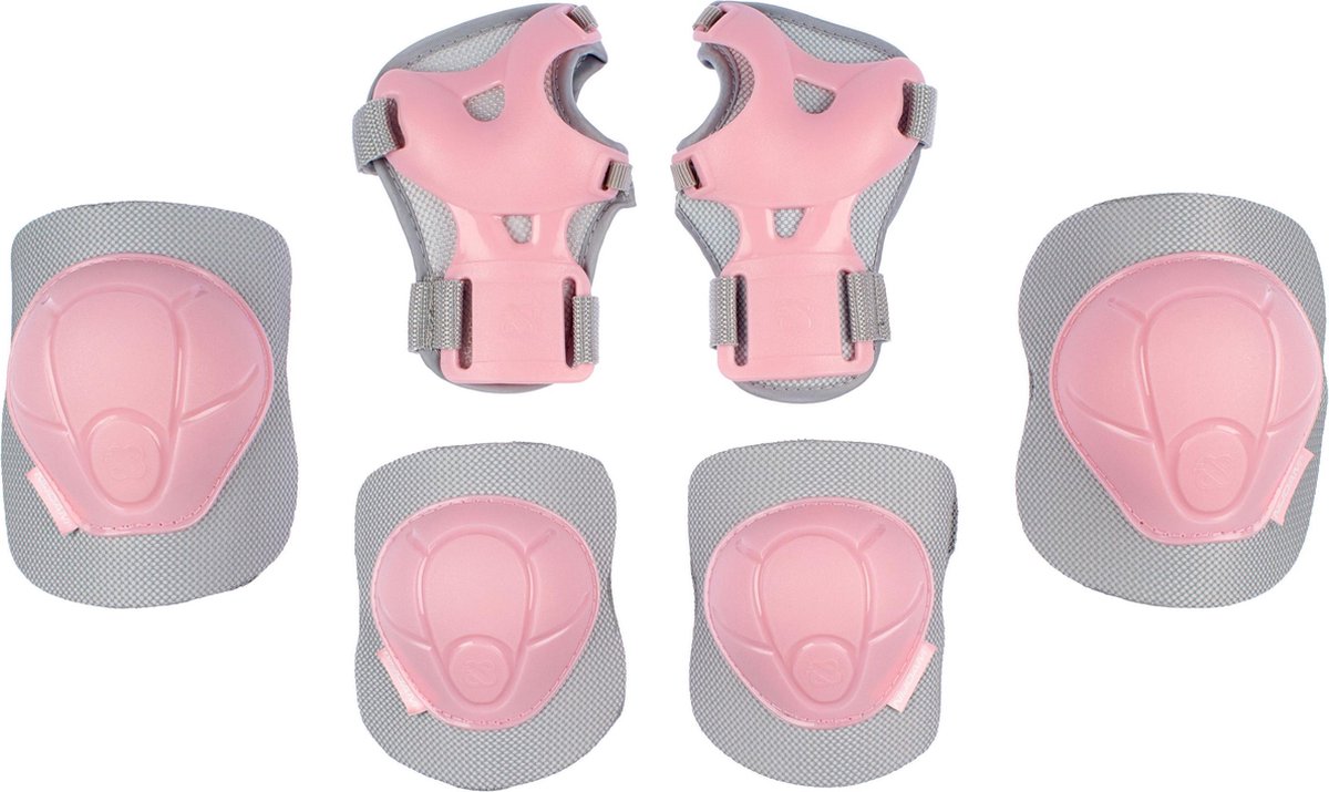Set di protezioni per pattini Nijdam per bambini - rosa cemento - rosa grigio - m