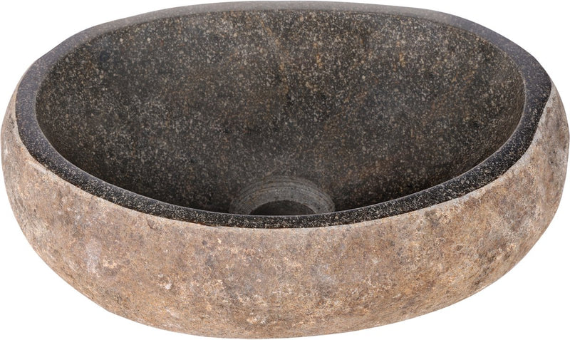 Lavabo Differnz nusa ø35-39 x 15 cm - lavabo de piedra natural sin rebosadero - lavabo de superficie - lavabo de forma redonda - accesorio de baño - gris