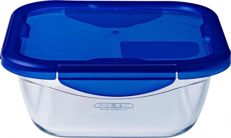 Pyrex - recipiente cook go cuadrado con tapa 0,8 litros - transparente