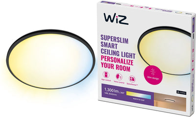 Wiz plafondlamp superslim - diameter: 25 cm - warm- tot koelwit licht - slimme led verlichting - geïntegreerde led - 14w - zwart - wi-fi