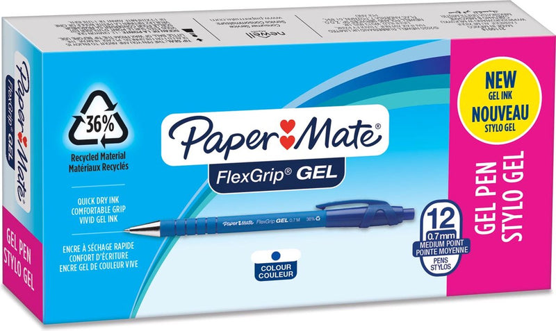 Paper mate - gel flexgrip per penna a sfera | scatola da 12 pezzi | blu