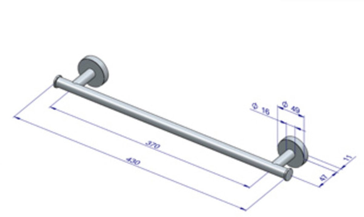 Plieger towel bar magnetic 430mm brushed