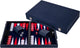 Longfield backgammon 15 inch - rood wit ingelegd bord - luxe kunstlederen koffer - inclusief stenen, dobbelstenen werpbeker - engelhart