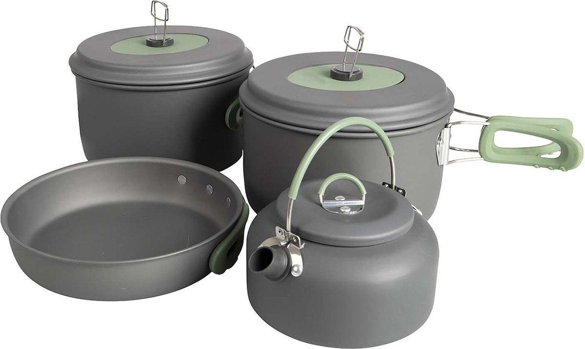 Bo-camp - pannenset - explorer - 4-delig - met theeketel - hard anodized - aluminium