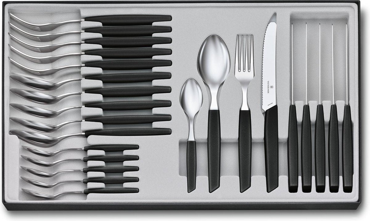 Victorinox bestekset swiss modern - 24-delig - zwart - rvs pp - doos