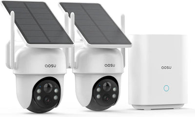Aosu solarcam d1 classic kit - 2 security cameras with 2k resolution - 360° view AI tracking