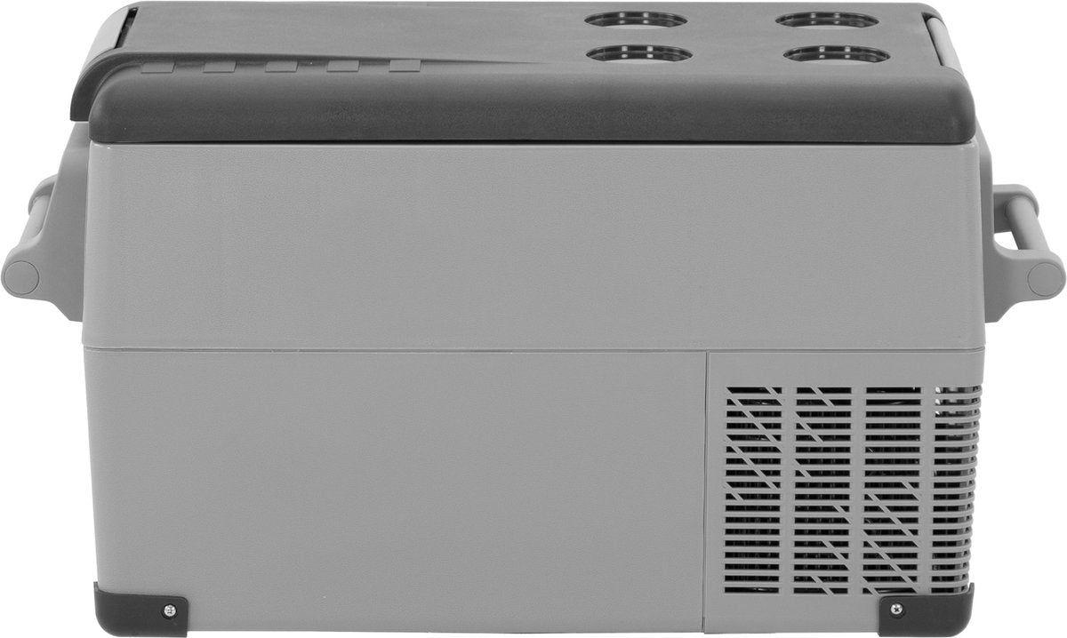 Frigo portatile a compressore elettrico Steamy-e doppio scomparto - 30 litri - 12v e 230v - per auto e campeggio - grigio