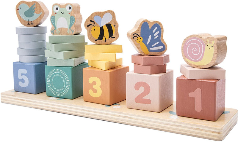 Woet ® Blocchi di conteggio in legno - imparare a contare da 1 a 5 - gioco di impilamento e smistamento fsc - forme, animali da colorare - puzzle montessori - giocattoli educativi - da 18 mesi