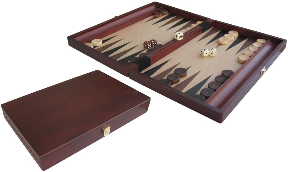 Giochi caldi sport caldi valigia backgammon legno marrone 35x23