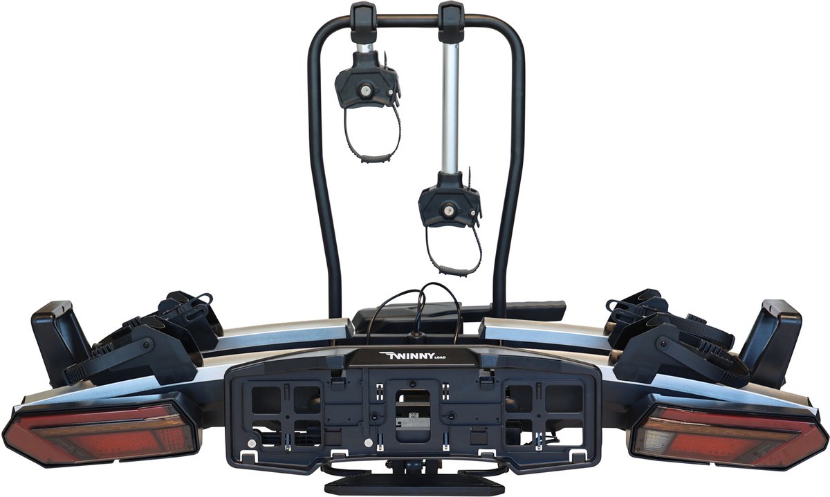 Twinny load bicycle carrier e-carrier - 2 (electric) bicycles - max 60kg - 13 pin plug - foldable - lockable - tiltable - LED lighting